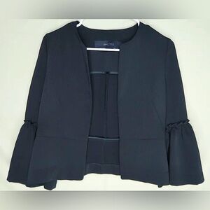 Zara Open Blazer Bell Sleeves Waffle Knit Black Women’s Size XS Extra Small